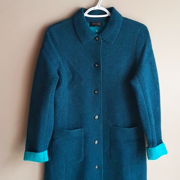 DANA BUCHMAN Petites Teal Wool Jacket Size XS/S - Picture 2 of 12